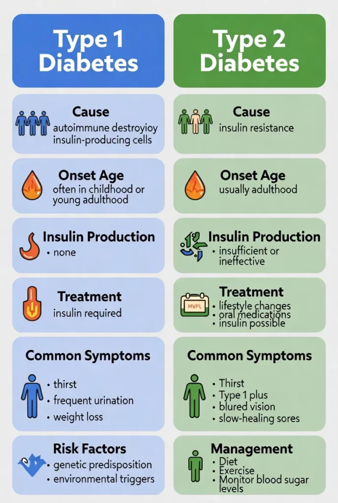 Main Difference Between Type 1 and Type 2 Diabetes