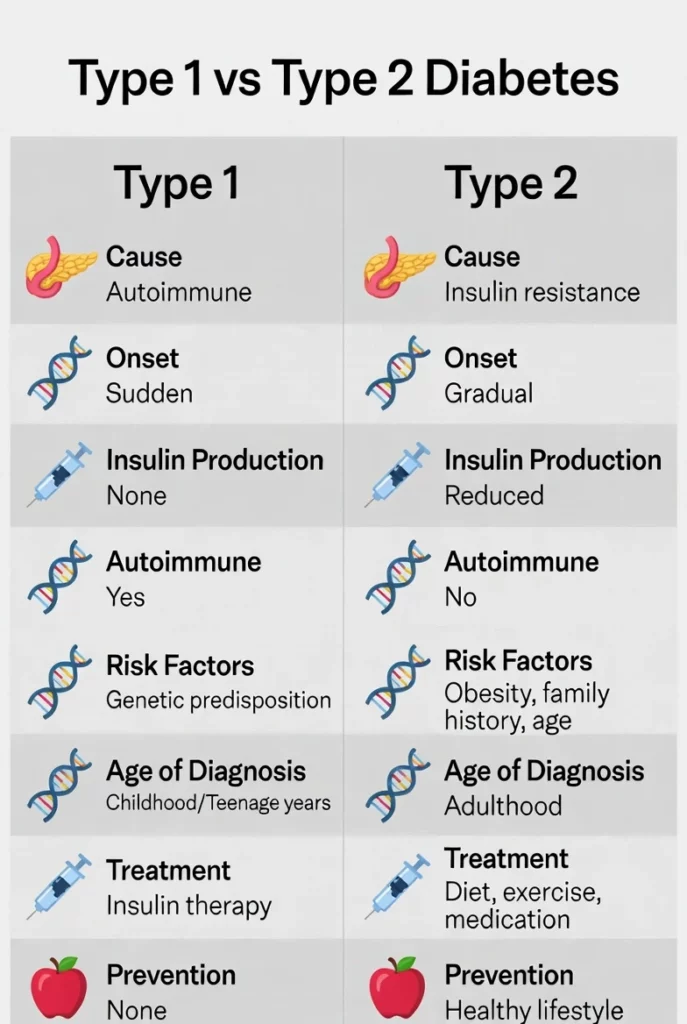 Difference Between Type 1 and Type 2 Diabetes
